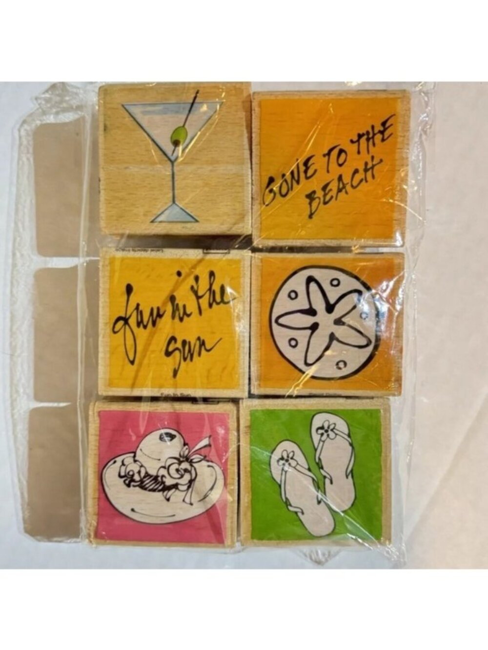 Beach-Themed Rubber Stamps Set Of 6 By Sarah Beise & VAP Scrap Fun Summer Design